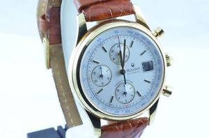BULOVA 18K 750 GOLD CHRONOGRAPHE MONTRE AUTOMATIQUE POUR HOMME PARFAIT ÉTAT
