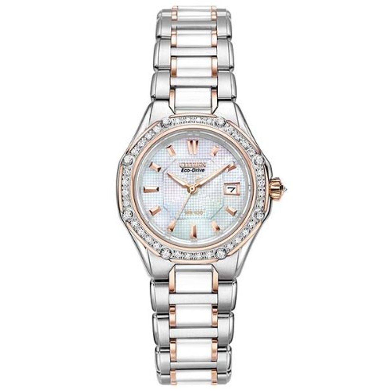 Citizen EW2196-52D Womens Mop Dial Watch with Stainless Steel Strap