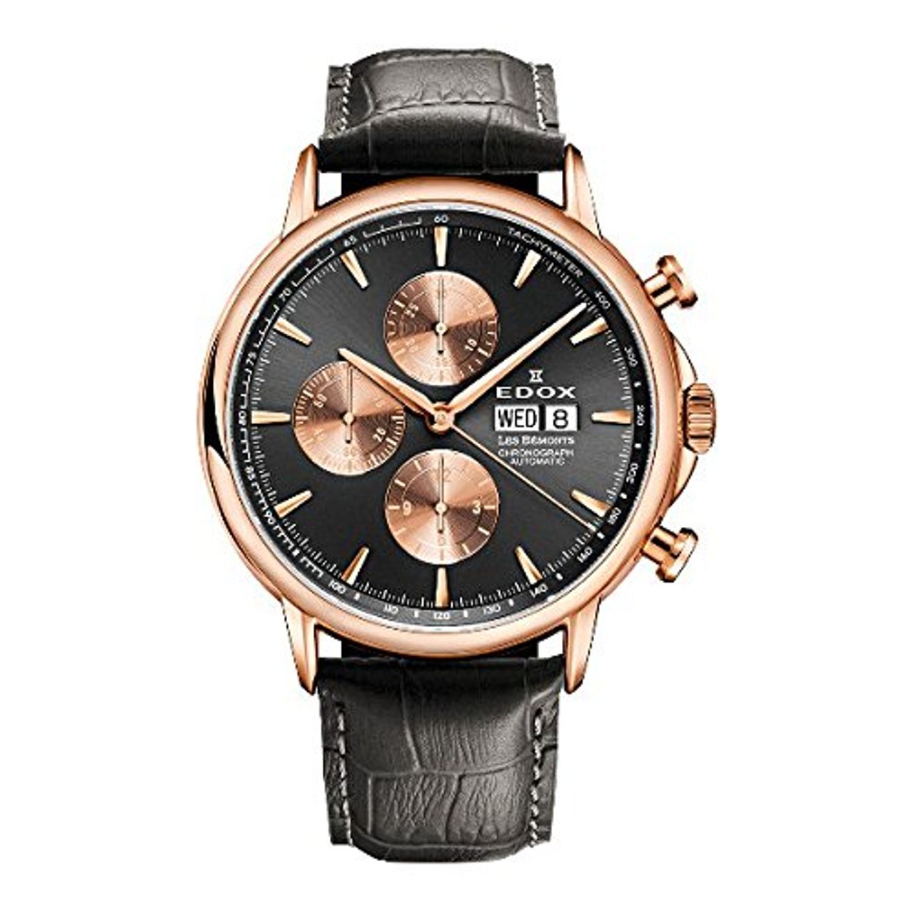 Edox 01120 37R GIR Mens Grey Dial Analog Automatic Watch with Leather Strap