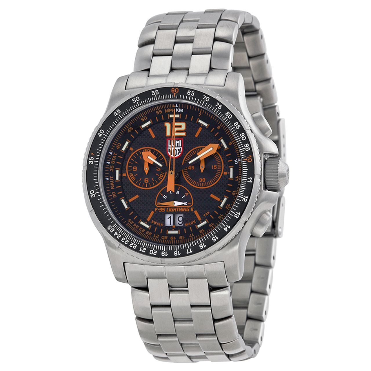 Luminox 9382 Mens Black And Orange Dial Analog Quartz Watch