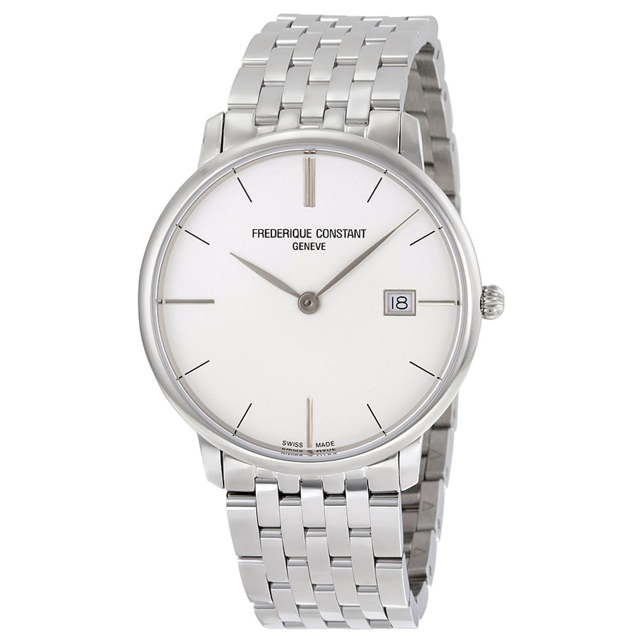Frederique Constant FC-220S5S6B Mens Silver Dial Analog Quartz Watch