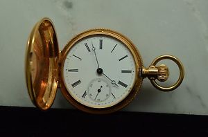 ANTIQUE POCKETWATCH UNBRANDED W/ ETCHED DESIGN 14K YELLOW GOLD CASE