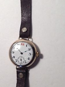 1918 Hebdomas "Ascot" 8 Day Movement WW1 Officers 10kgp Wire Lug Trench Watch