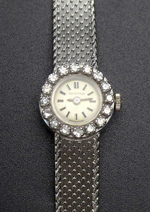 CERTINA vintage ancienne montre de dame en or blanc 18k et diamants swiss made