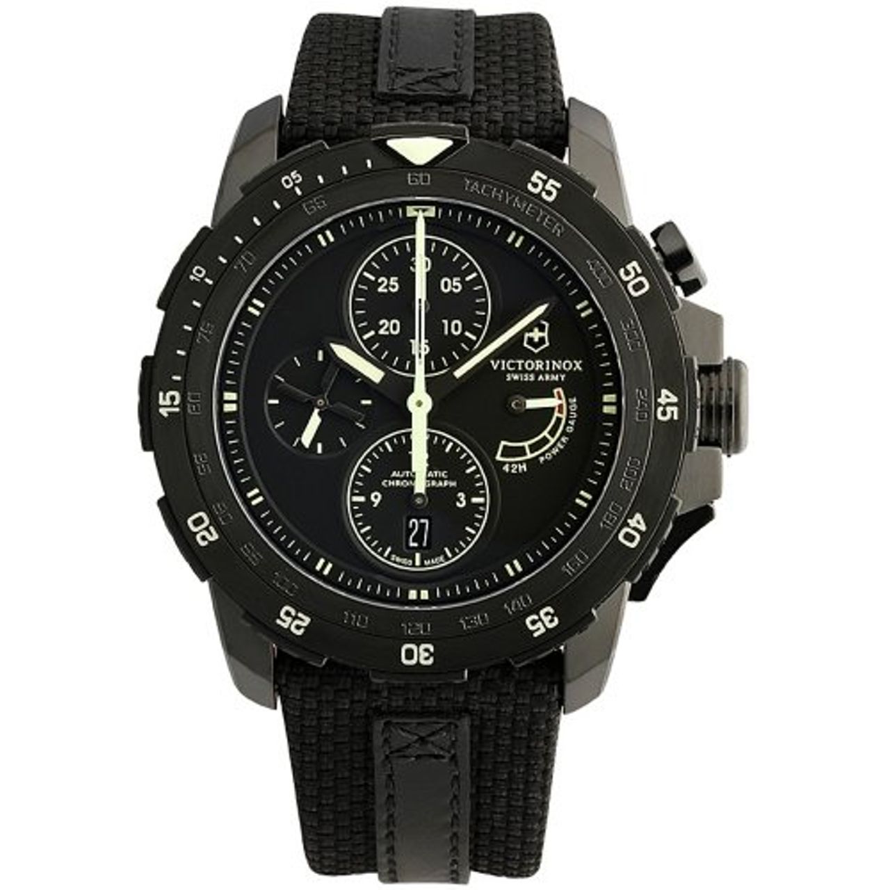 Victorinox 241574 Mens Black Dial Analog Automatic Watch with Nylon Strap