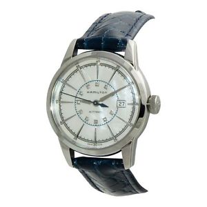 HAMILTON Railroad Mother Of Pearl Dial Blue Leather Ladies Watch H40405691