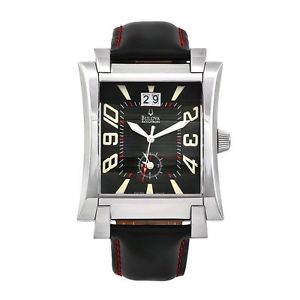 Bulova Men's 63B034 Accutron Black Leather Swiss Quartz Watch