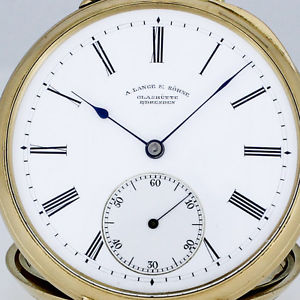 A. LANGE & SÖHNE 1A QUALITÄT  101g GOLD 18K DIAMANT LEPINE TASCHENUHR UHR