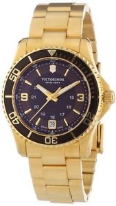 Victorniox Men's 241614 Maverick Gold PVD Brown Stainless Steel Watch