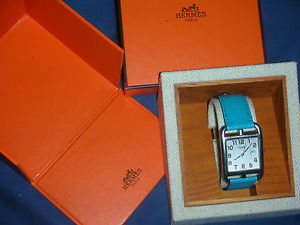 AUTHENTIC Hermes CAPE COD GM Watch w/ Rare Lagoon Blue Strap in Box - CC2.710