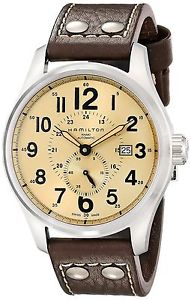 Hamilton Men's H70655723 Khaki Officer Watch with Leather Band