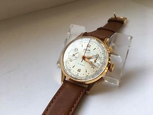 40s Rare 18k Gold ENICAR ULTRASONIC Manual IN-HOUSE Chronograph 35mm Man's Watch