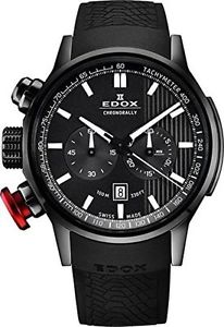 Edox Men's 10302 37N GIN Chronorally Analog Display Swiss Quartz Black Watch