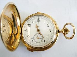 ANTIQUE QUARTER REPEATER & CHRONOGRAPHE POCKET WATCH GENEVE 1886 60mm 128grs