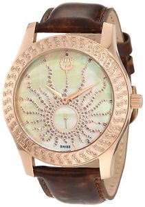 Brillier Women's 03-32325-08 Kalypso Rose-Tone Brown Leather Watch