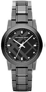 Burberry Diamond Black Dial Smoke Ceramic Quartz Ladies Quartz Watch BU9183