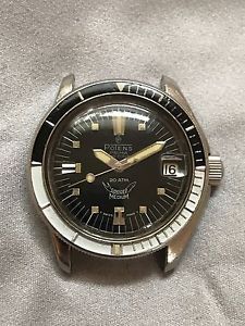 Vintage Potens Prima Squale Medium 20 ATM Stainless Steel Diver Diving Watch
