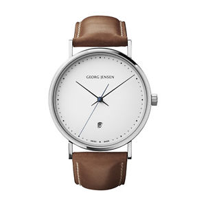 Georg Jensen Watch w/ White Dial & Brown Leather Strap - Koppel K41-ST02