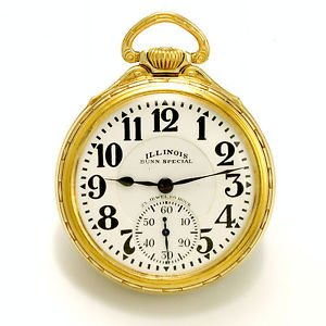 23 Jewel Illinois Bunn Special Railroad Pocket Watch 60-Hour Dial & Bunn Case