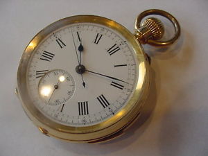 MAGNIFICENT 18k SOLID GOLD LARGE MASSIVE ¼ hr REPEATER w/CHRONOGRAPH!