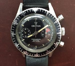 Vintage Croton Aviator Sea Diver Men's Rare Vintage 38mm Stainless Chronograph