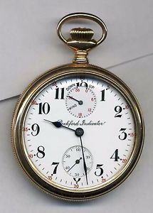 16s 17j Rockford Wind Indicator pocket watch w/ near perfect dial & superb GF cs