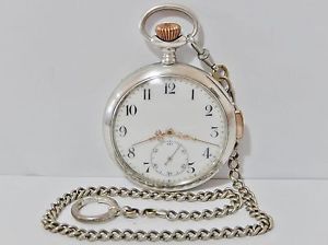 Antique Silver Case Quarter Repeater Pocket Watch with chain Working