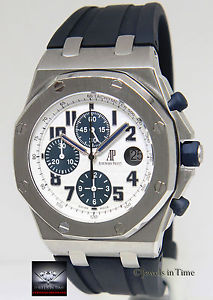 Audemars Piguet Royal Oak Offshore Steel White/Blue Watch Box/Papers 26170ST