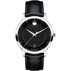 Movado Mens 40mm Black Leather B