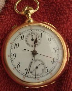 BEAUTIFUL 18k solid gold case SWISS  REPEATER DUAL TIMERPOCKET/WATCH STOP WATCH