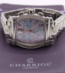 CHARRIOL LADIES COLUMBUS60T QUARTZ WATCH PINK MOTHER OF PEARL DIAL DIAMOND BEZEL