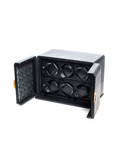 Scatola del Tempo Black Leather 6 Watch Winder - 6RT - MSRP $9,300