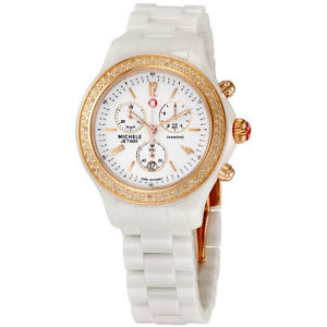 Michele Jetway Women's Diamonds 40mm Chronograph Ceramic Case Watch MWW17B000008