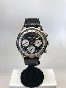 Vintage Wakmann Triple Date Chronograph Valjoux 730 Panda Dial Steel Watch