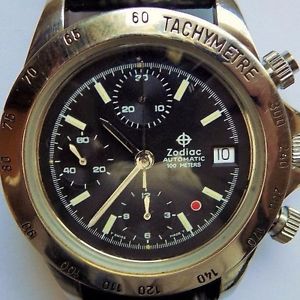 Vintage Zodiac Red Point Chronograph Valjoux 7750 Daytona Racing Diving Watch