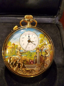 REUGE Musical Automated Pocket Watch (The Fountain Scene) w/ Original case