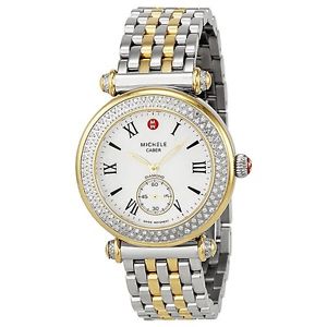Authentic Michele Caber Two Tone Gold Silver Diamond Ladies Watch MWW16A000066