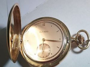 Paul Buhre pocket watch 18k 0.750 gold, beautiful, running, vintage, with chain,