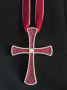 18carat Gold Diamond Rubi Cross Necklace Like Lydia Courteille