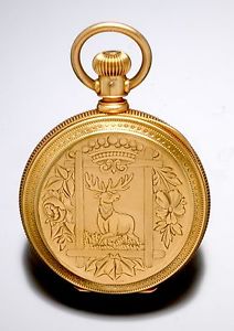 Rare 14K Gold Elgin Pocket Watch with Stag Hunter Case to Open Face