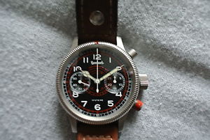 Hanhart Fliegerchronograph, boxed with papers. Still has warranty