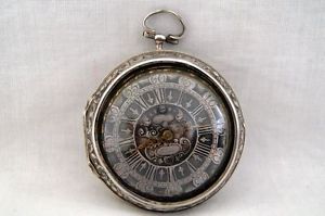 Museal Renaissance Verge Fusee Repousse silver pair cased watch by Roger, c1700