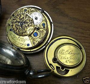 ca1800 Charles Boyick London Fusee Pocket Watch Movement No 600 in silver case