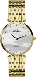 Armbanduhr Michel Herbelin verg. Metallbd. perlmutt Quarz 17345/BP89