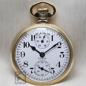 RARE! 1919 Elgin 23 Jewel Veritas RAILROAD Grade Pocket Watch w/ Up Down Dial
