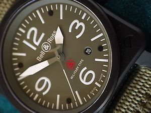 bell and ross B & R  br03 khaki military 42 mm aviation watch under  warranty