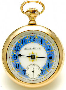 Rare Hamilton  Model 946 Pocket Watch w/ Colorful Blue, Gold, & White Fancy Dial