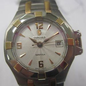 CONCORD SARATOGA WOMEN'S WATCH QUARTZ SAPPHIRE 18K750 SOLID GOLD TW0 TONE NEW