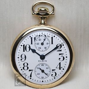 1917 Elgin 21 Jewel Father Time RAILROAD Grade Pocket Watch Up/Down Indicator