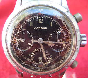 HTF 1940's Jardur bezelmeter Chronograph Military Aviators Pilot watch Cathedral